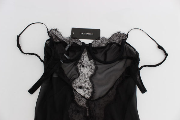 Dolce &amp; Gabbana Black Silk Lace Babydoll Lingerie Top