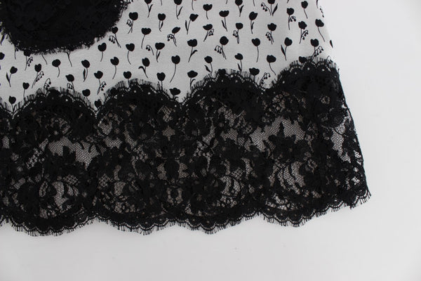 Dolce &amp; Gabbana Black Silk Lace Babydoll Lingerie Top