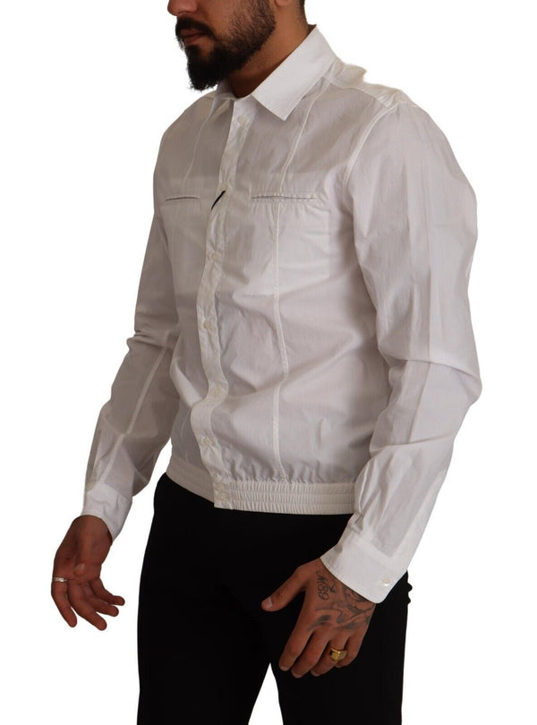 Dolce &amp; Gabbana White Cotton Button Down Miesten kauluspaita