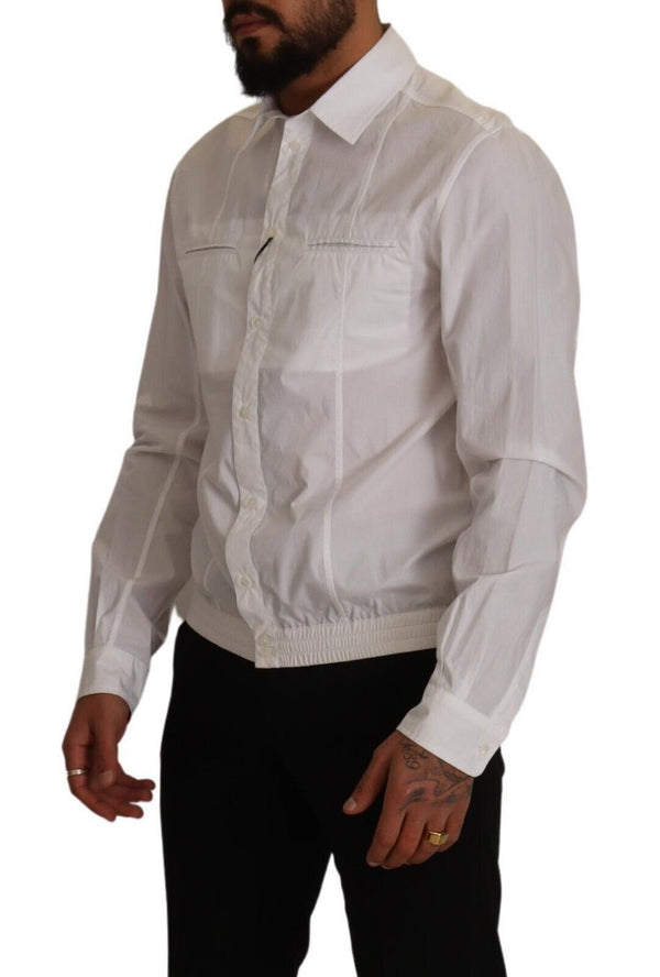 Dolce &amp; Gabbana White Cotton Button Down Miesten kauluspaita