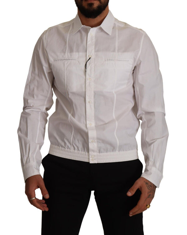 Dolce &amp; Gabbana White Cotton Button Down Miesten kauluspaita