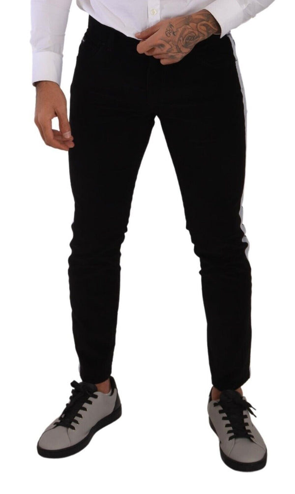 Dolce &amp; Gabbana Black Cotton Stretch Skinny vakosamettifarkut