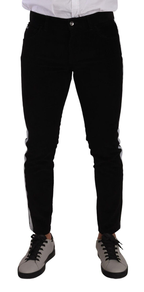 Dolce &amp; Gabbana Black Cotton Stretch Skinny vakosamettifarkut