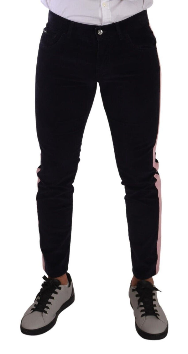 Dolce &amp; Gabbana Siniset vakosamettipuuvillaiset Stretch Skinny Farkut