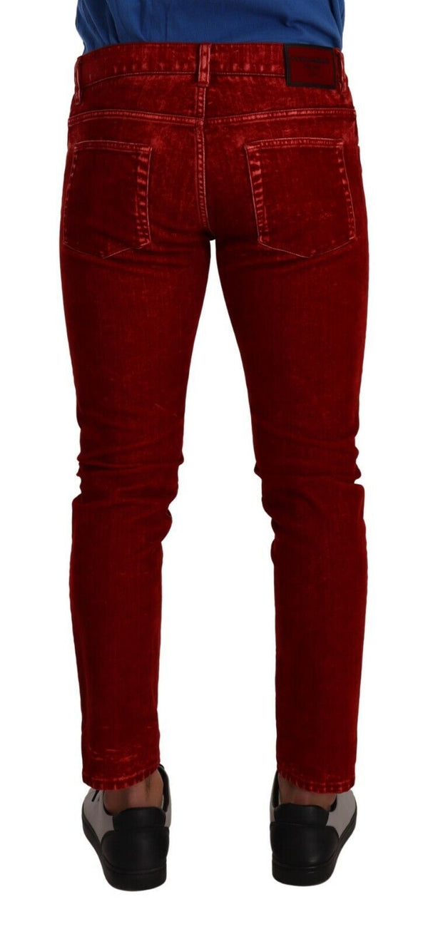 Dolce &amp; Gabbana Red Cotton Stretch Skinny Denim -housufarkut