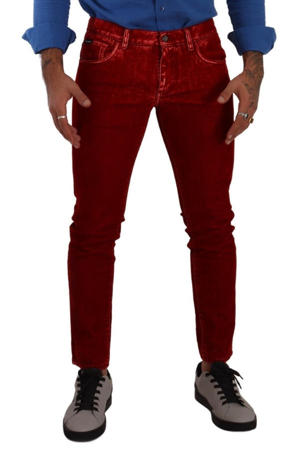 Dolce &amp; Gabbana Red Cotton Stretch Skinny Denim -housufarkut