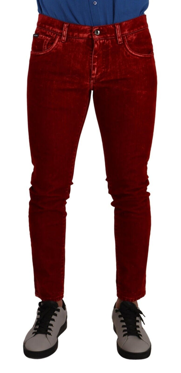 Dolce &amp; Gabbana Red Cotton Stretch Skinny Denim -housufarkut