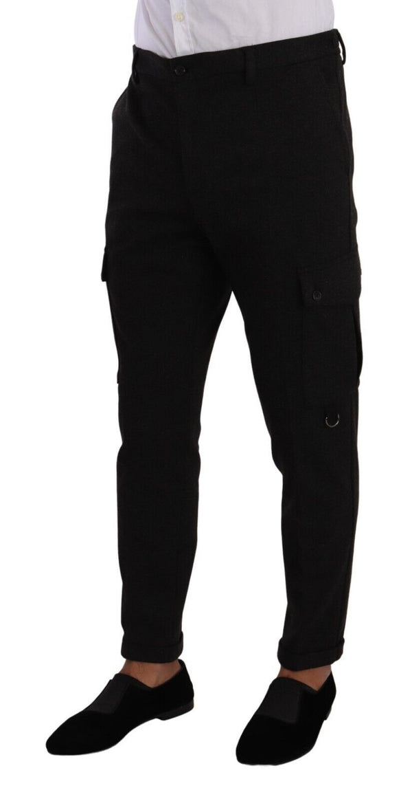 Dolce &amp; Gabbana Black Viscose Cargo Skinny Miesten housut