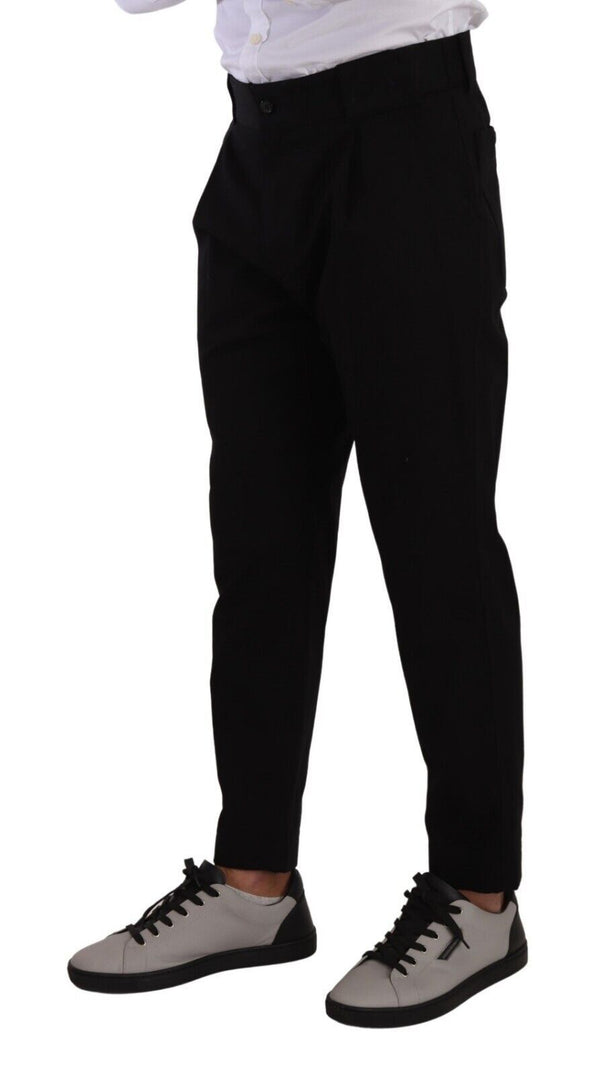 Dolce & Gabbana Elegant Tapered Black Cotton Chinos