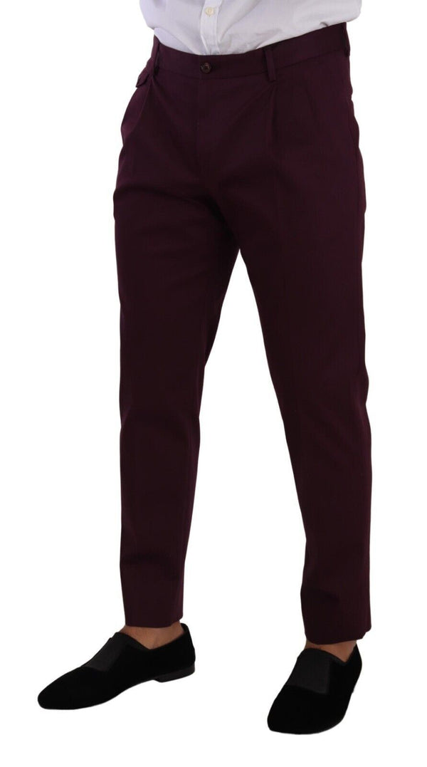 Dolce &amp; Gabbana Purple Cotton Taered Chinos mekkohousut