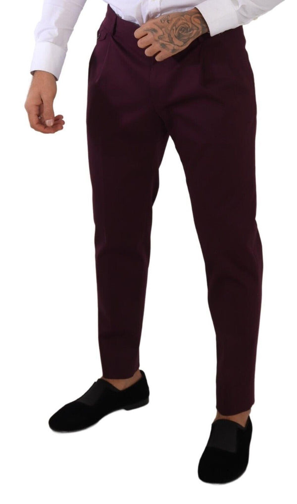 Dolce &amp; Gabbana Purple Cotton Taered Chinos mekkohousut