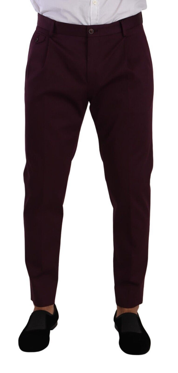 Dolce &amp; Gabbana Purple Cotton Taered Chinos mekkohousut