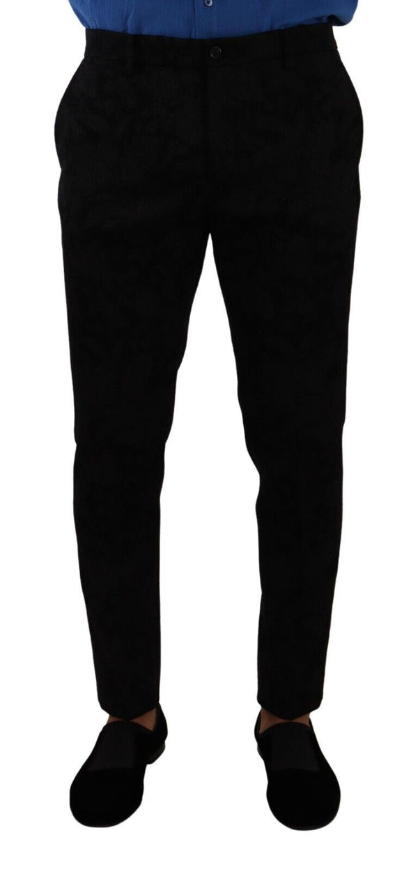 Dolce &amp; Gabbana Black Brocade Skinny Formal Housuhousut