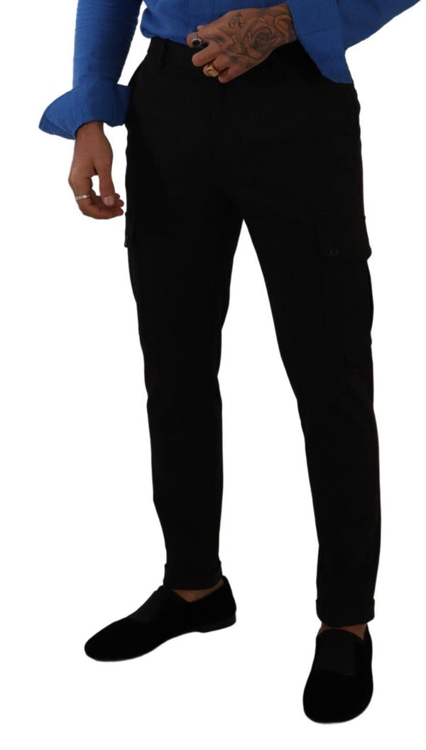 Dolce &amp; Gabbana Black Viscose Skinny Cargo Housut