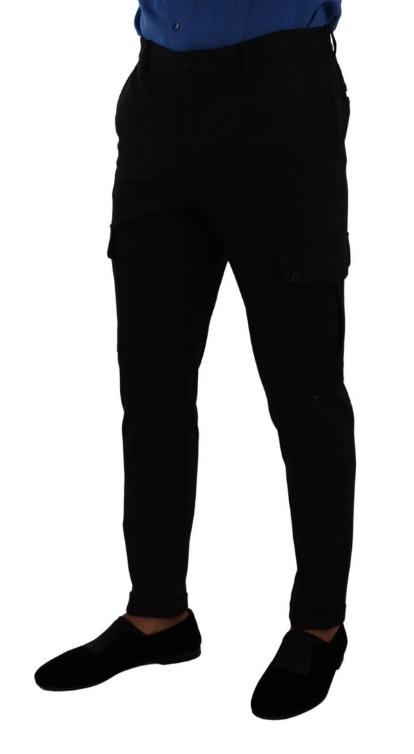 Dolce &amp; Gabbana Black Viscose Skinny Cargo Housut