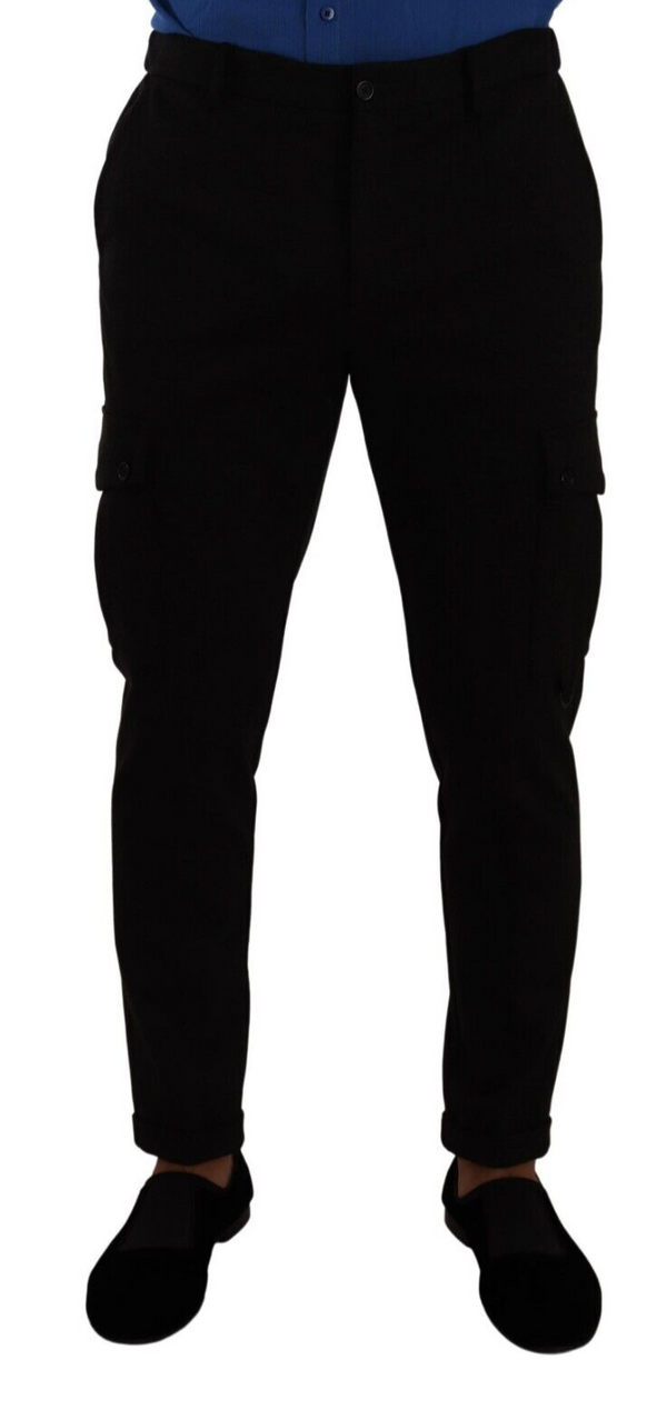 Dolce &amp; Gabbana Black Viscose Skinny Cargo Housut