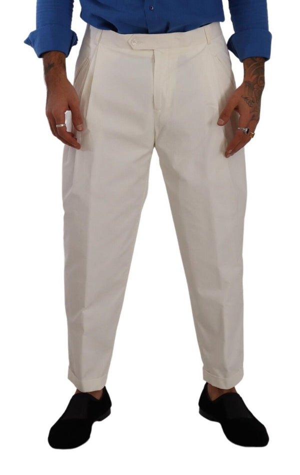 Dolce & Gabbana Elegant White Cotton Stretch Dress Pants