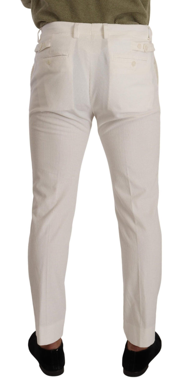 Dolce &amp; Gabbana White Cotton Skinny vakosamettihousut