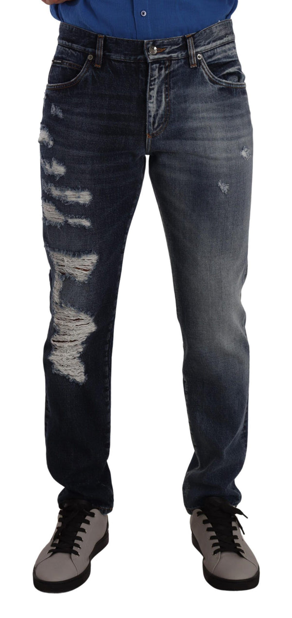 Dolce &amp; Gabbana Blue Cotton Regular Denim Housut Farkut