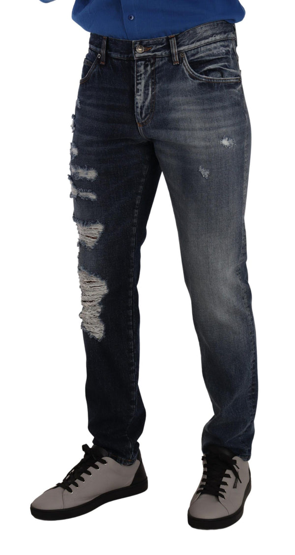 Dolce &amp; Gabbana Blue Cotton Regular Denim Housut Farkut