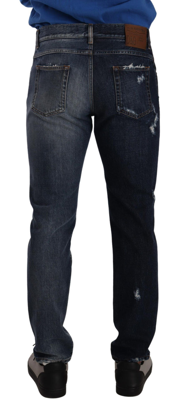 Dolce &amp; Gabbana Blue Cotton Regular Denim Housut Farkut