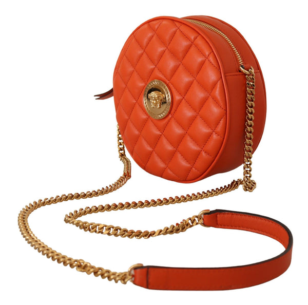 Versace Red Nappa -nahkainen Medusa Round Crossbody -laukku