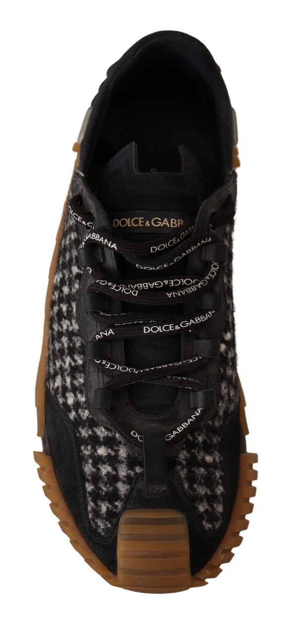 Dolce &amp; Gabbana mustavalkoinen kangas Lace Up NS1 tennarit