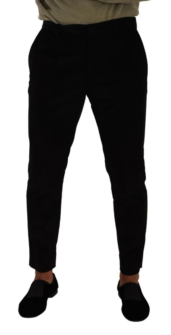 Dolce &amp; Gabbana Black Cotton Corduroy Skinny Housuhousut