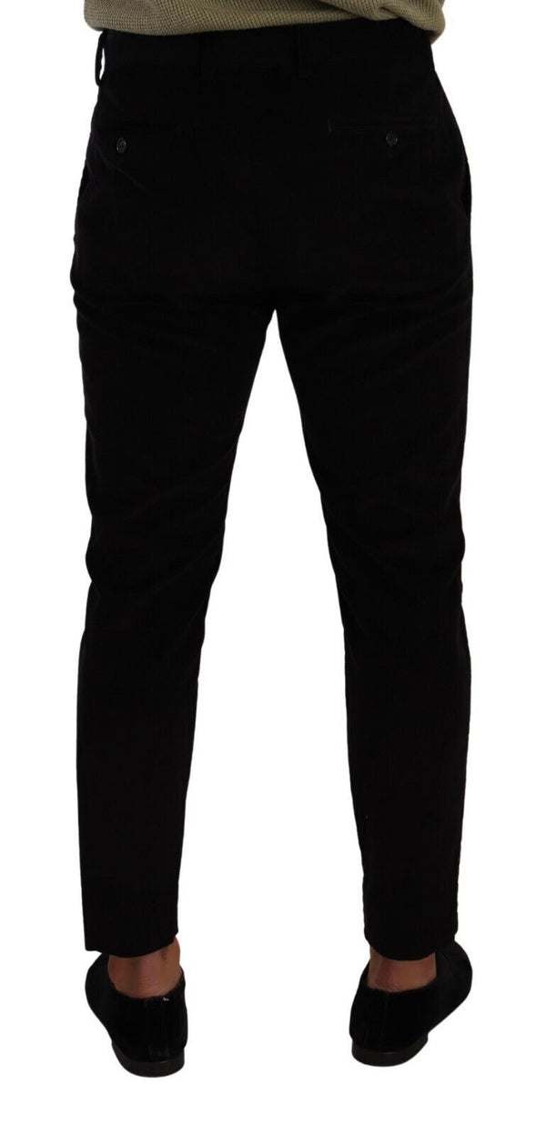 Dolce &amp; Gabbana Black Cotton Corduroy Skinny Housuhousut