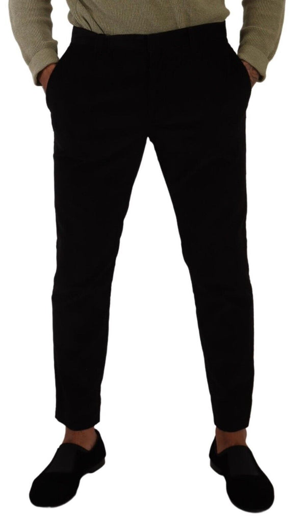 Dolce &amp; Gabbana Black Cotton Corduroy Skinny Housuhousut