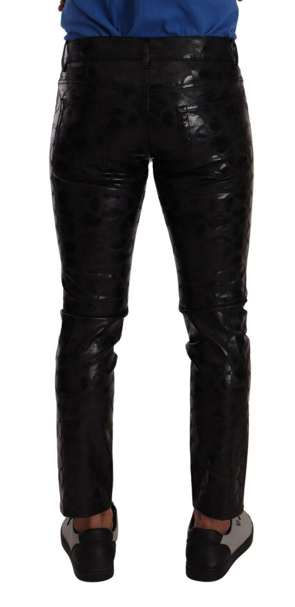 Dolce &amp; Gabbana Black Logo Cotton Stretch Skinny Pants