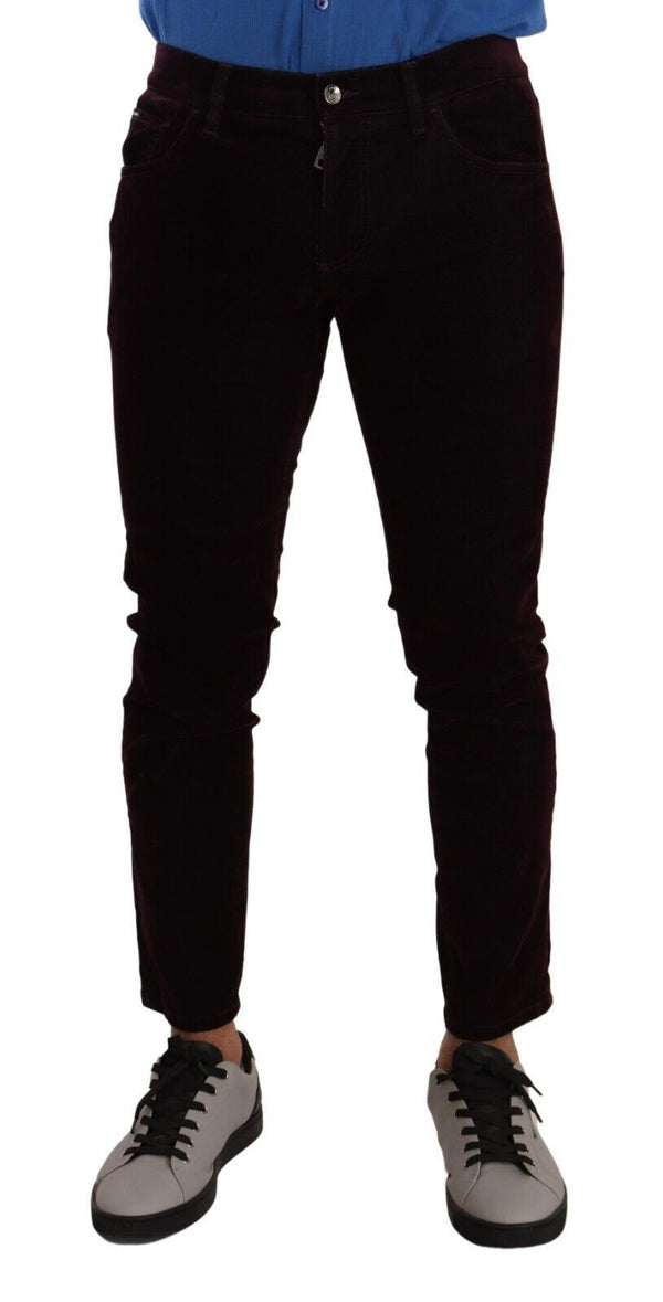 Dolce &amp; Gabbana Bordeaux Cotton Stretch Skinny Denim Farkut