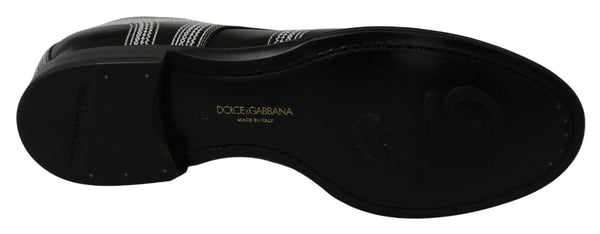 Dolce &amp; Gabbana Black Leather Derby Formal -valkoiset pitsikengät