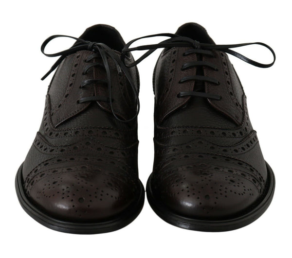 Dolce &amp; Gabbana Ruskeat nahkaiset Wingtip Derby -muodolliset kengät