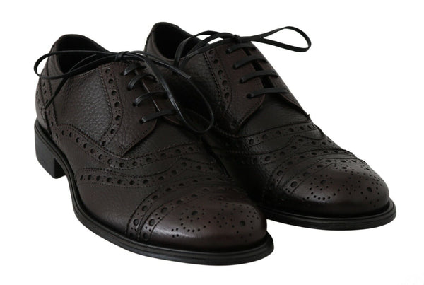 Dolce &amp; Gabbana Ruskeat nahkaiset Wingtip Derby -muodolliset kengät