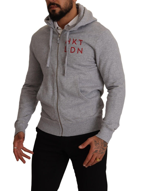 Hackett Grey Full Zip -hupullinen puuvillainen villapaita