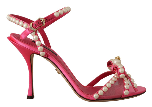 Dolce &amp; Gabbana Pink Satin White Pearl Crystals Heels Kengät