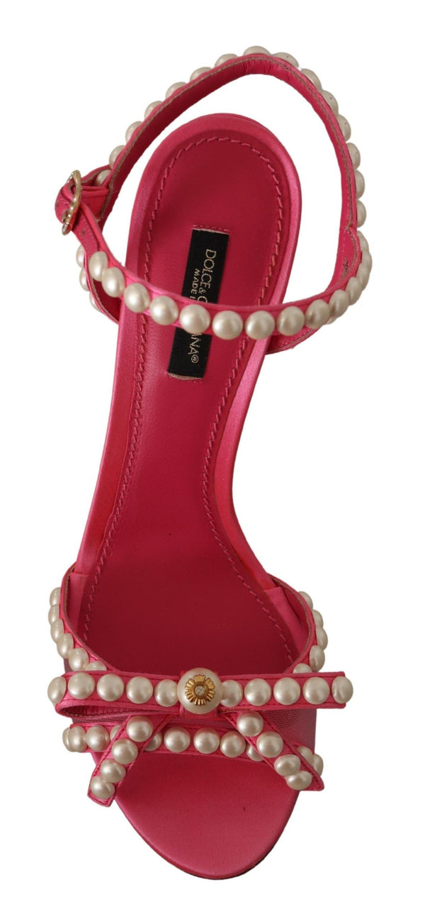 Dolce &amp; Gabbana Pink Satin White Pearl Crystals Heels Kengät