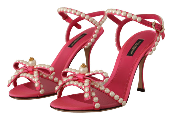 Dolce &amp; Gabbana Pink Satin White Pearl Crystals Heels Kengät