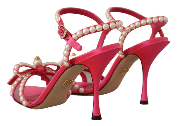 Dolce &amp; Gabbana Pink Satin White Pearl Crystals Heels Kengät