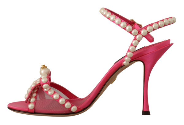 Dolce &amp; Gabbana Pink Satin White Pearl Crystals Heels Kengät