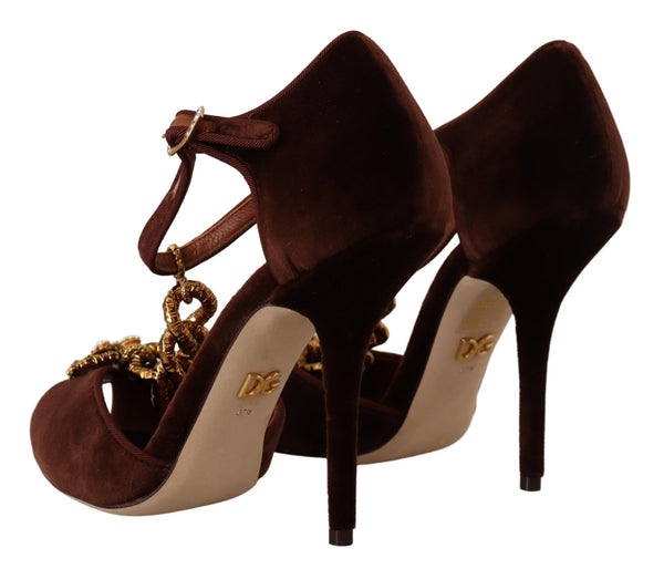 Dolce &amp; Gabbana Brown Coppar Devotion Heart Sandals -kengät