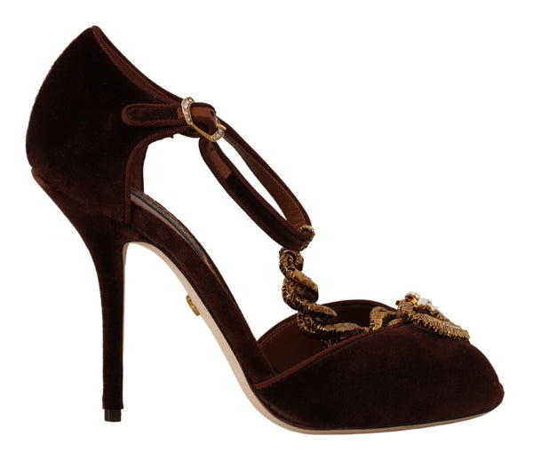 Dolce &amp; Gabbana Brown Coppar Devotion Heart Sandals -kengät