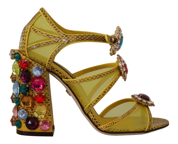 Dolce &amp; Gabbana keltaiset nahkaiset Crystal Ayers Sandals -kengät