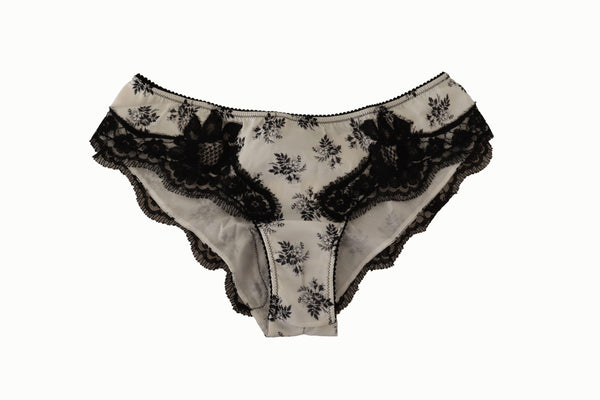 Dolce &amp; Gabbana White Floral Lace Satin Briefs Alusvaatteet