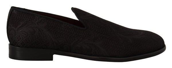 Dolce &amp; Gabbana Black Floral Brocade Slippers Loafers Kengät