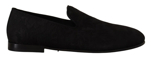 Dolce &amp; Gabbana Black Jacquard Tossut Flats Loafers Kengät