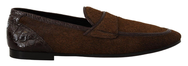 Dolce &amp; Gabbana Brown Exotic Leather Miesten Slip On Loafers -kengät