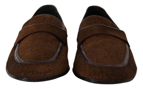 Dolce &amp; Gabbana Brown Exotic Leather Miesten Slip On Loafers -kengät