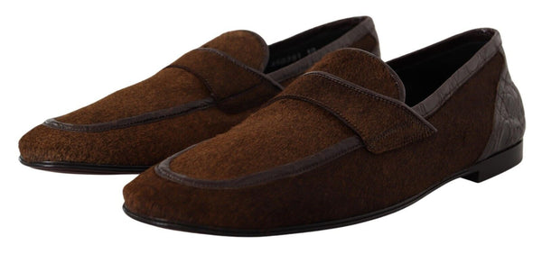 Dolce &amp; Gabbana Brown Exotic Leather Miesten Slip On Loafers -kengät